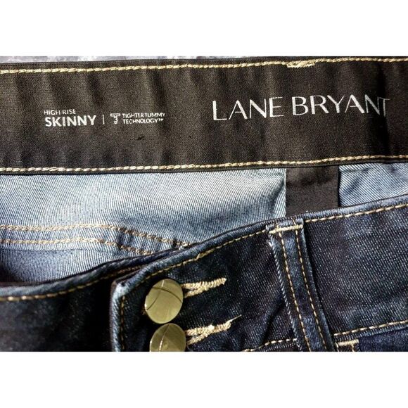 Lane Bryant High Rise Jeans16R Blue Distressed Denim Skinny Tighter Tummy Tech - Picture 6 of 7